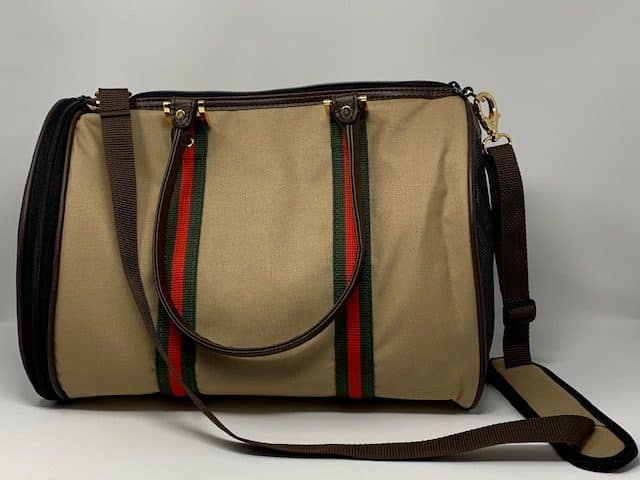 Duffel Khaki Dog Bag with Designer Stripe image 0