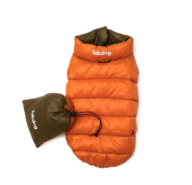Olive & Orange Pack N' Go Reversible Dog Puffer image 0
